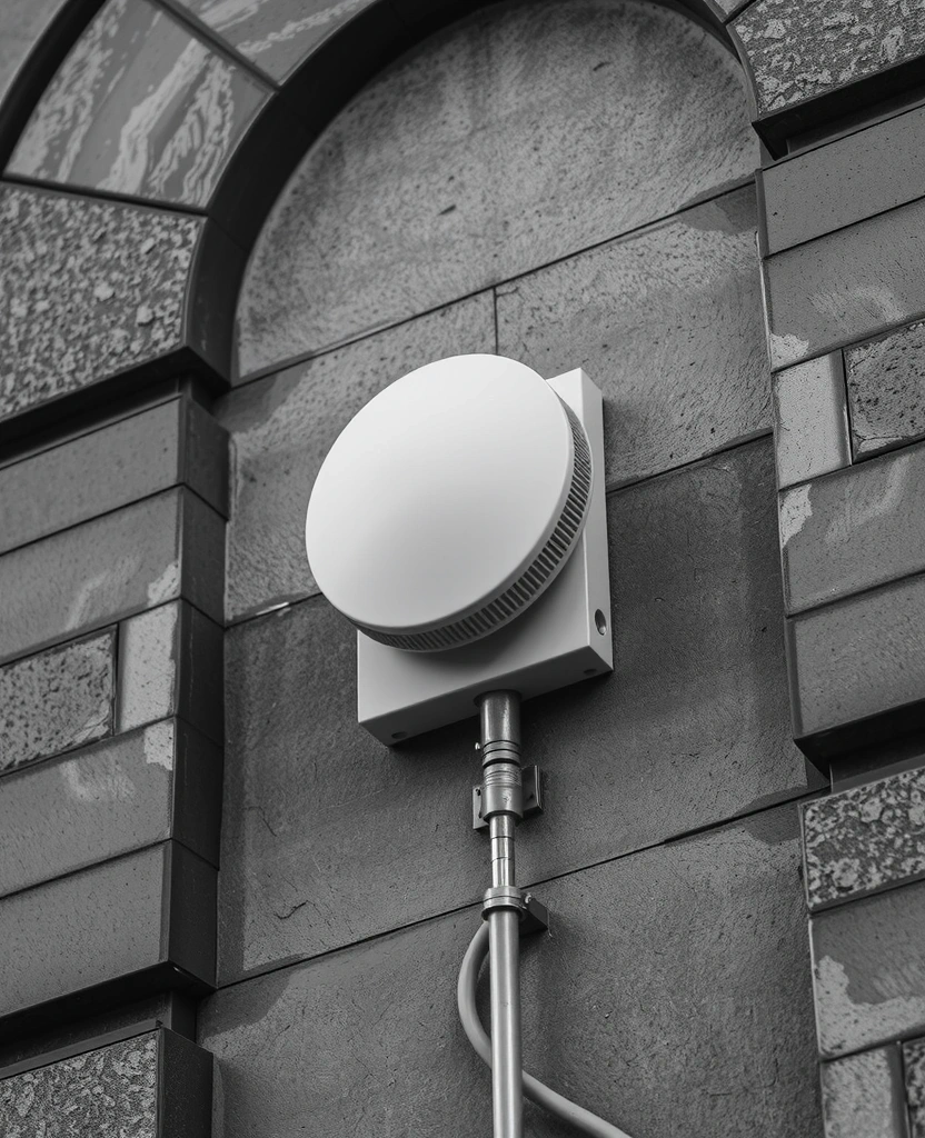 Dettaglio architettonico di antenne 5G integrate